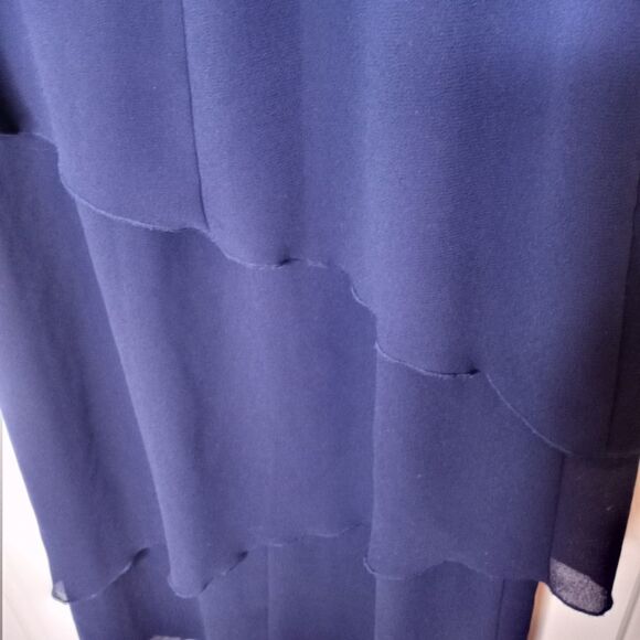 PATRA Womens Navy Sheer Zippered Lined Sleeveless V Neck Maxi Dress 12 - Picture 9 of 12